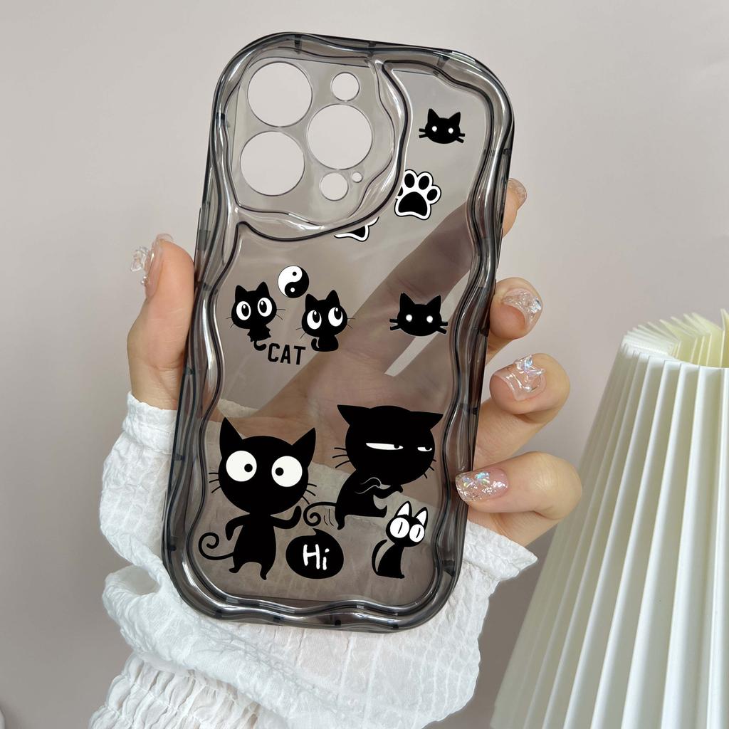 LZ12 Cat Cute Cartoon Clear Soft Wave Phone Cases for iPhone 15 13 Pro Max 12 Mini 14 8 Plus XS Max XR 6 Protection Back Cover