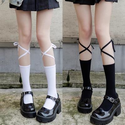 Belted Socks, Crossed Calf Socks, Binding Leg Socks, Trendy Combination, Mid-calf Socks, Children's Summer Cotton Socks