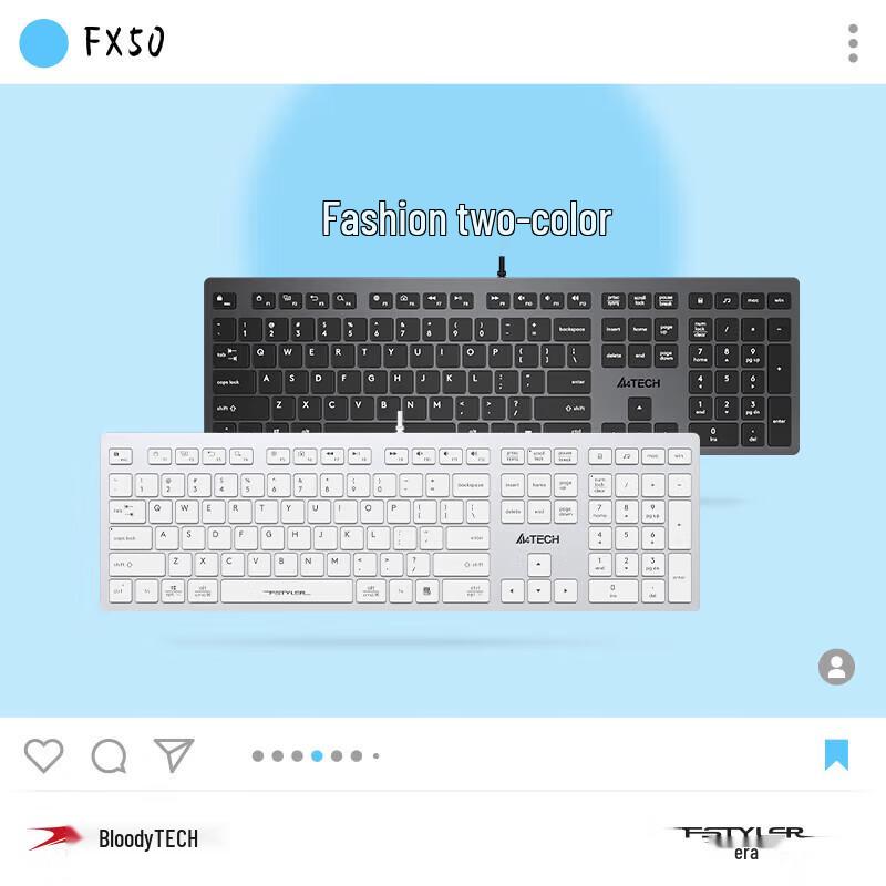 Tastiera A4TECH FX50 Slim Cablata con Interruttori a Forbice