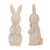 Rattan Effect Resin Easter Bunny Figurine Wicker Rabbit Statue with Bow for Spring Table Centerpiece Indoor Outdoor Patio Yard Farmhouse Home Decor