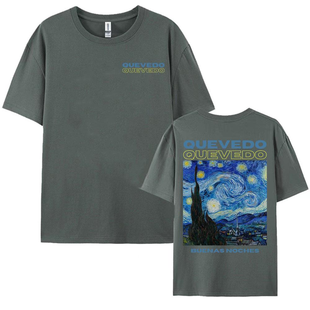 Rapper Quevedo Buenas Noches Album Graphic New Tshirts Vintage Hip Hop High Street T Shirts Men Women Summer Oversized T Shirt