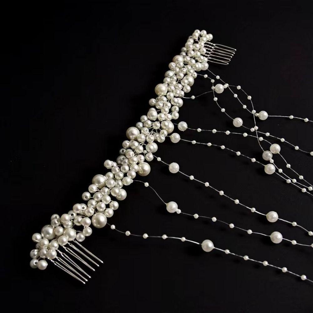 Elegant Bridal Pearl Hair Vine Romantic Wedding Hair Piece Pearl Hair Comb Banquet Event