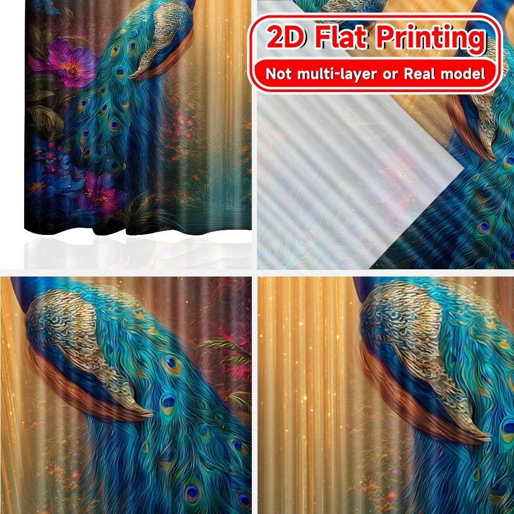 2D FLAT PRINTING 2pcs Curtains (Without Rod) Peacock with Vibrant Feathers Saint Patrick Is Day Festival Creative Curtains