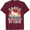 Easily Distracted by Cats Retro Cat Lover Vintage Men Women T-Shirt