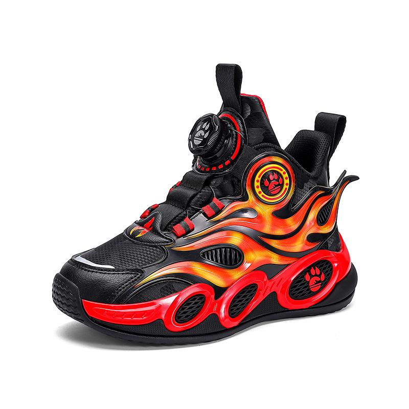 Sneakers Basketball Knopf Mesh Kinder Freizeitschuhe Mittel- und Ältere Kinder Neu 2025 Rotierend Herbst