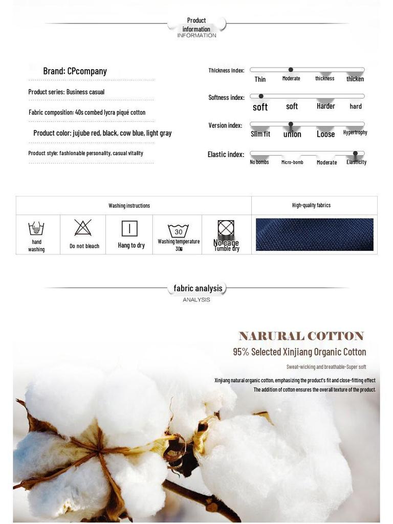 Męska koszulka polo z bawełny o luźnym kroju w dużym rozmiarze, styl hongkoński, z krótkim rękawem i kołnierzykiem typu turn-down