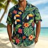 2026 Men's Tropical Butterfly Printed Short Sleeved Shirt, Casual Hawaiian Top, Summer Vibrant Jungle Design
