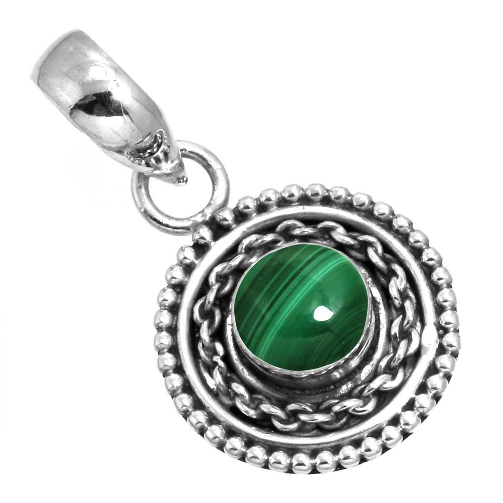 925 Sterling Silver Pendant Women Gemstone Handmade Jewelry Engagement Gift Malachite Moonstone Rose Quartz Red Stone Smoky Topaz Tiger Eye Boho