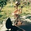 Rock Music Themed Rocker Windmill Sculpture Metal Bassist Statue For Yard Garden And Outdoor Space Decors
