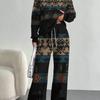 European And American Autumn And Winter Casual Long-Sleeved Suit Women'S Bohemian Hooded Sweater Trousers Two-Piece Set