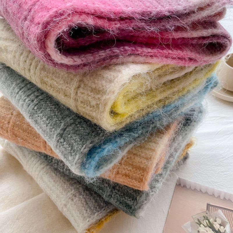 Containing wool gradual change age-reducing girl wind new scarf women's winter versatile knitted wool scarf men