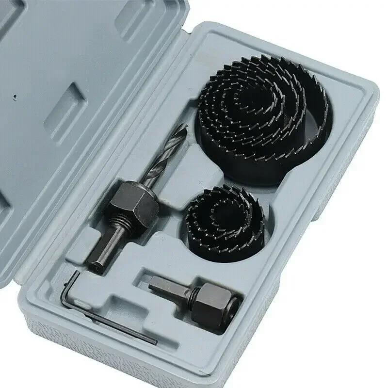 11Pcs Hole Saw Kit Durable Carbon Steel Metal Circle Power Drill Hole Cutter for Wood PVC and Plastic