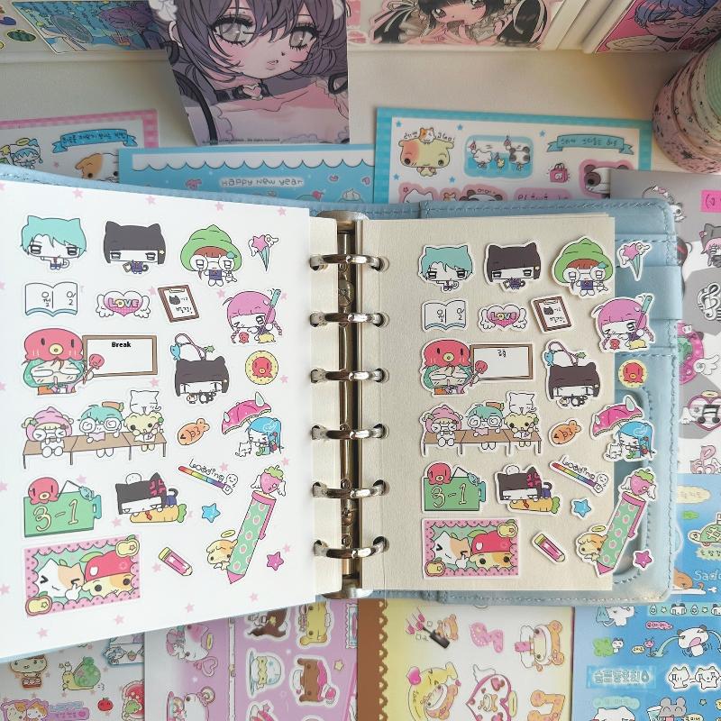 1/9szt. Koreański Styl Ins Kreskówkowe Zwierzę Kawaii Słodki Dzienny Notatnik Naklejki do Konta Ręcznego Scrapbook DIY Naklejki Dekoracyjne