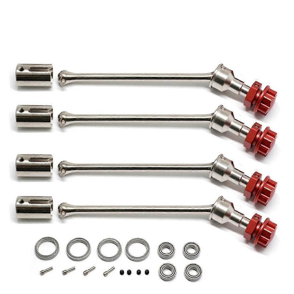 4 Pcs Steel Extended Driveshaft Cvd With Splined Wheel Hex For 1/10 Rc Car Parts,black Red