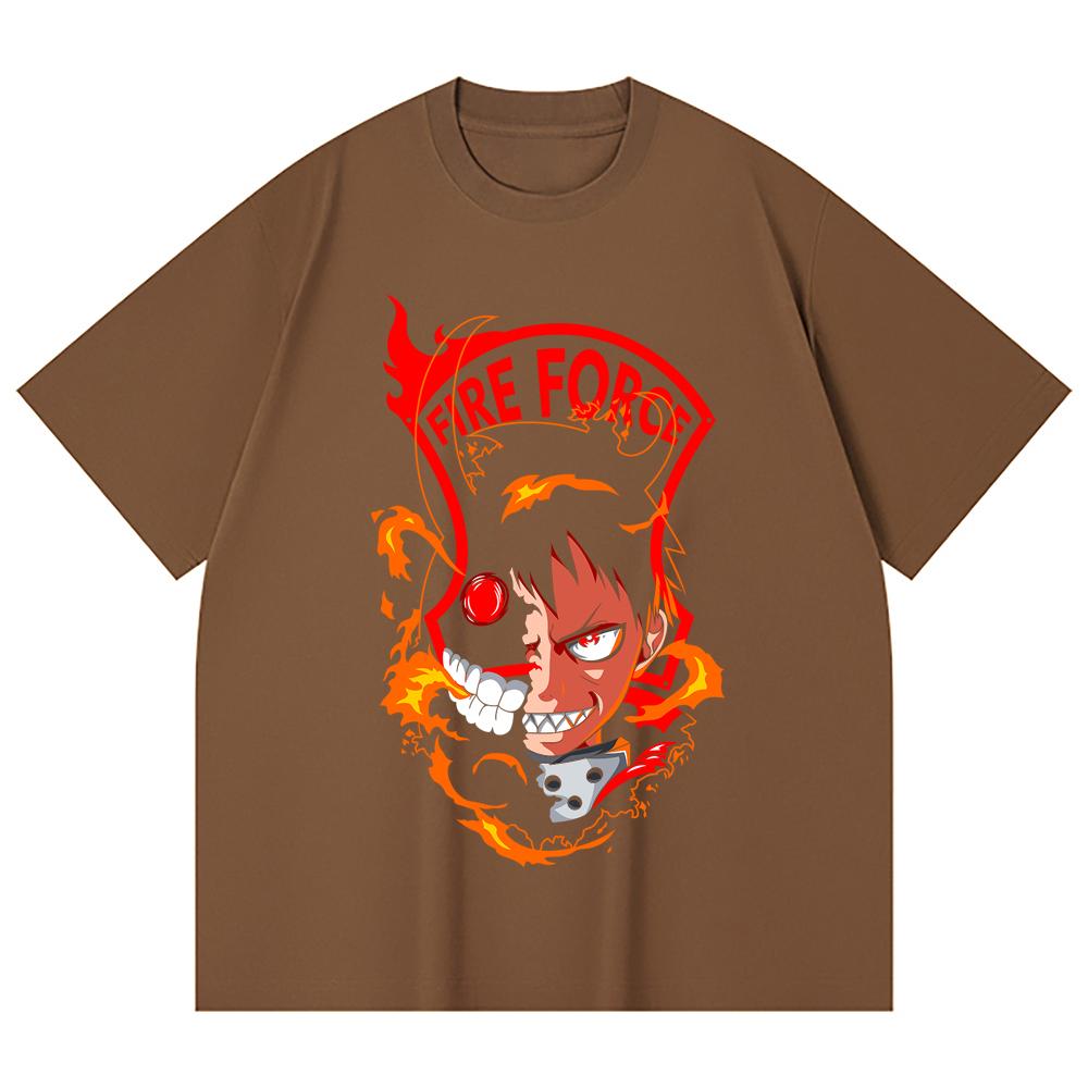 230 Gsm 100% Cotton Fire Force V1 Shinra Print Unisex Heavy Cotton T Shirt