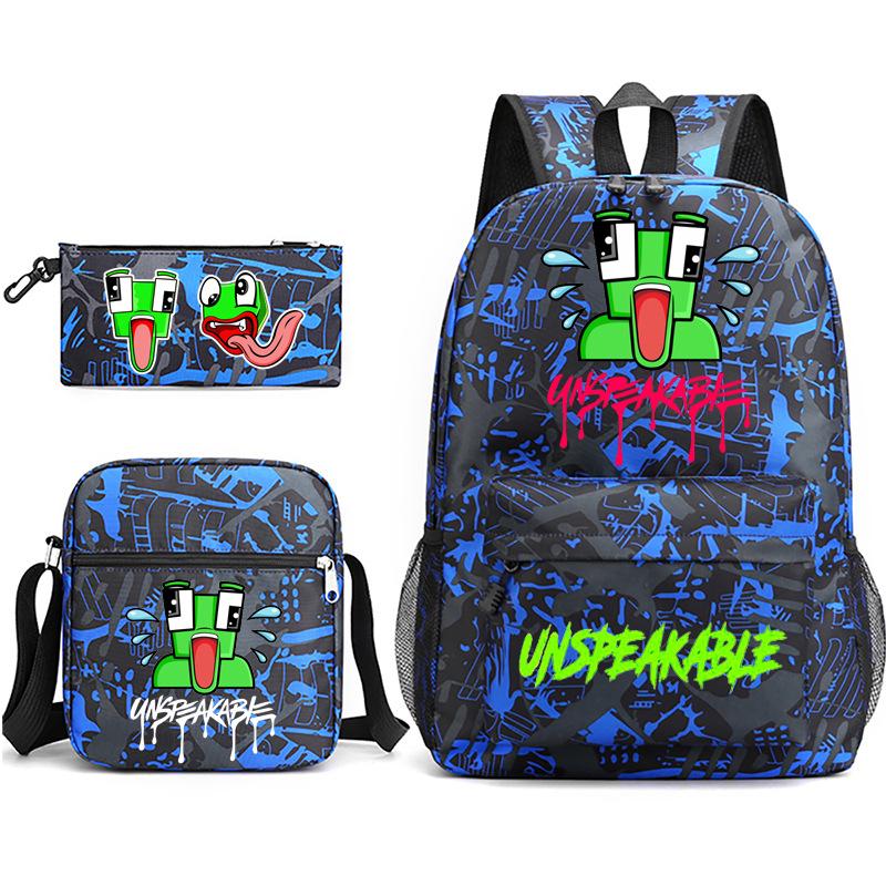 Zaino Inspeakable Set da 3 Pezzi, Zaino Studente di Grande Capacità con Borsa Pranzo e Astuccio, Resistente all'Acqua, Durevole