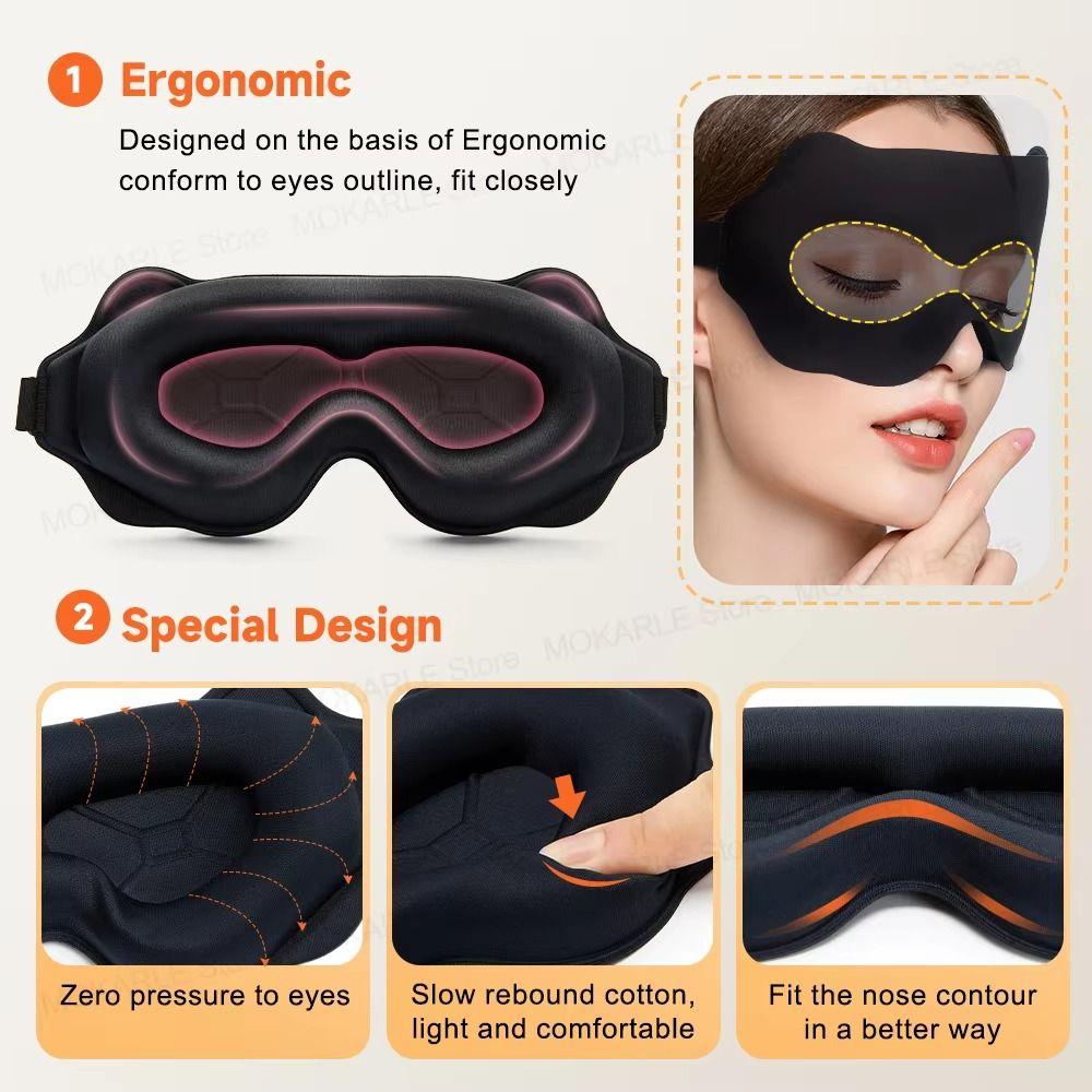Soft Padded 3D Eye Mask Breathable Sleeping Eye Mask Block Out Light Blindfold  Side Sleepers