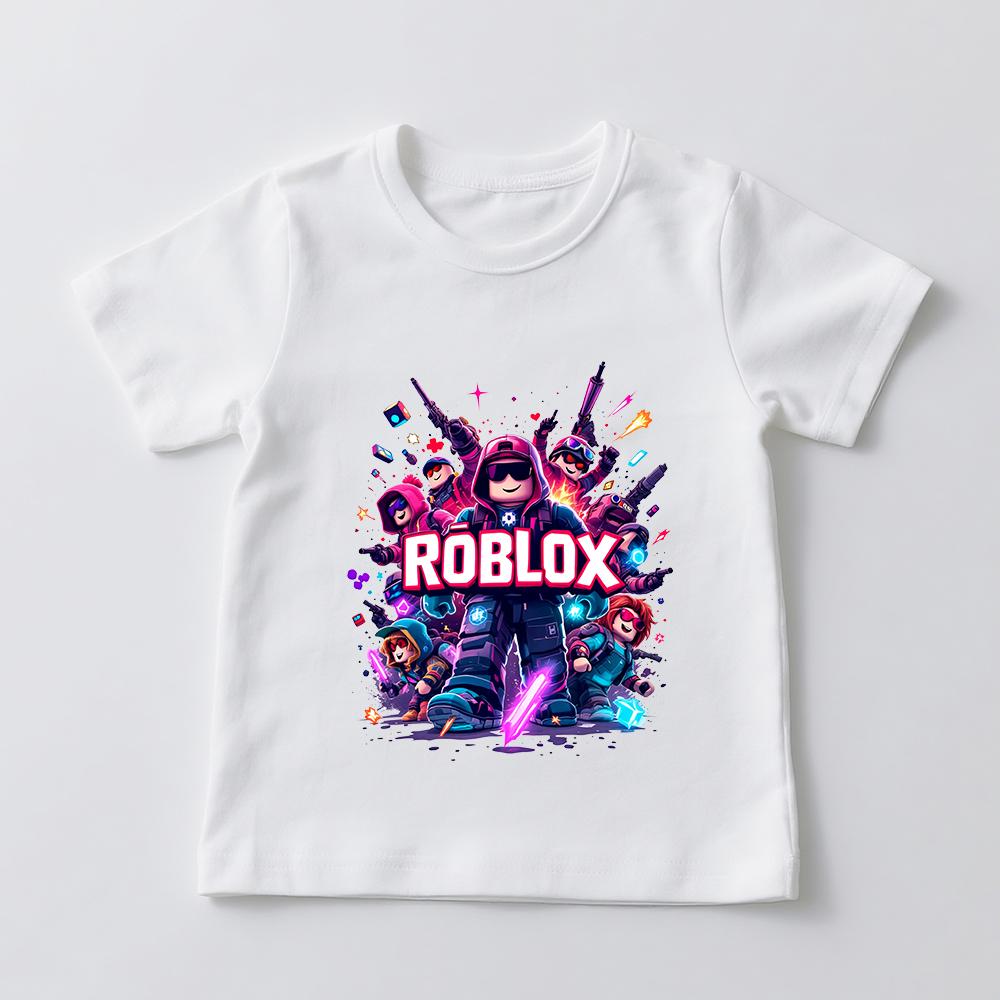 Roblox Game Print Kids Cotton Tshirt for Boys Girls Short Sleeve Tops Childrens Graphic Tee Casual Playwear