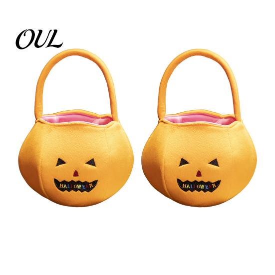 Holiday Candy Carriers Halloween Pumpkin Bags for Kids, Reusable Trick or Treat Lightweight Felt Totes Bucket, Cute Handbag with Handle Party
