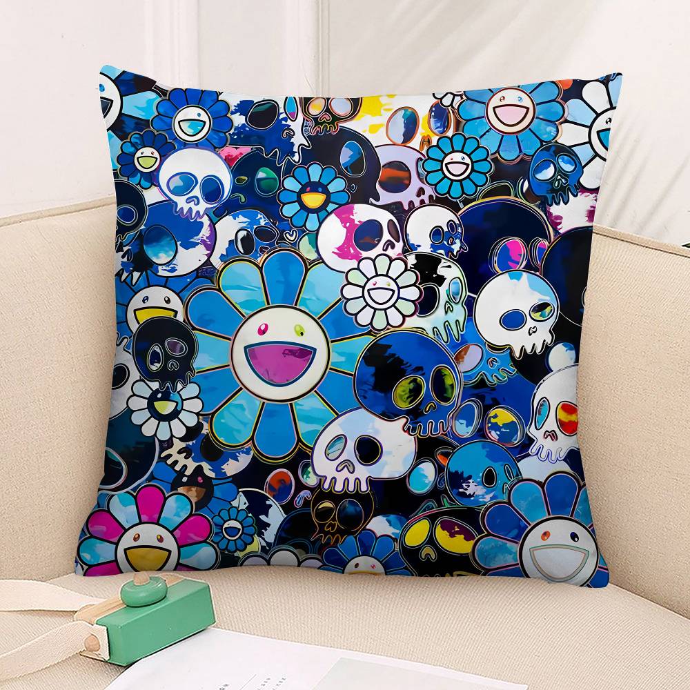 T-T-Takashis-M-M-Murakamies Art Pillow Case Square Double‑Sided Print Cushion Case For Sofa Home Bedchamber Decor Gift