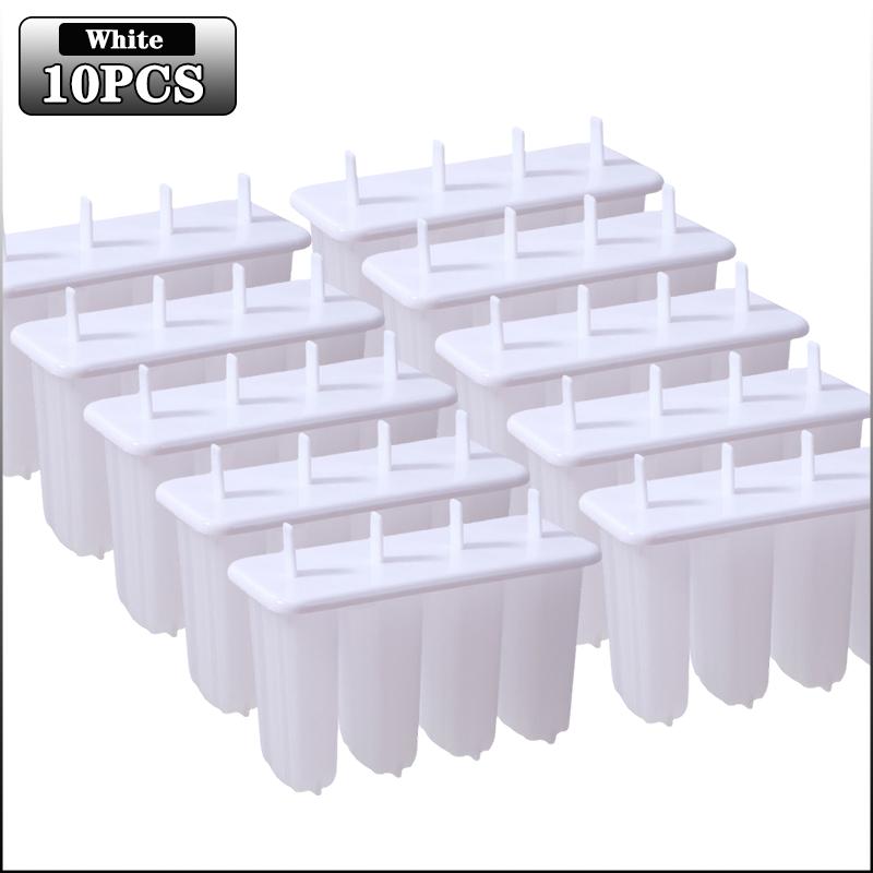 1-10PCS 4 Compartment Ice Cream Molds with Lid DIY Popsicle Maker Box Reusable Frozen Treat Mold for Kids Summer Kitchen Tool