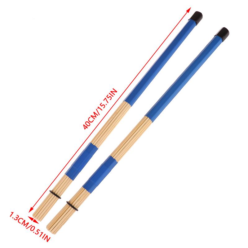 1Pair Bamboo Drumsticks Drum Sticks Percussion Drum Brushes Bundle Harmmer With Rubber Handle Drum Accessories