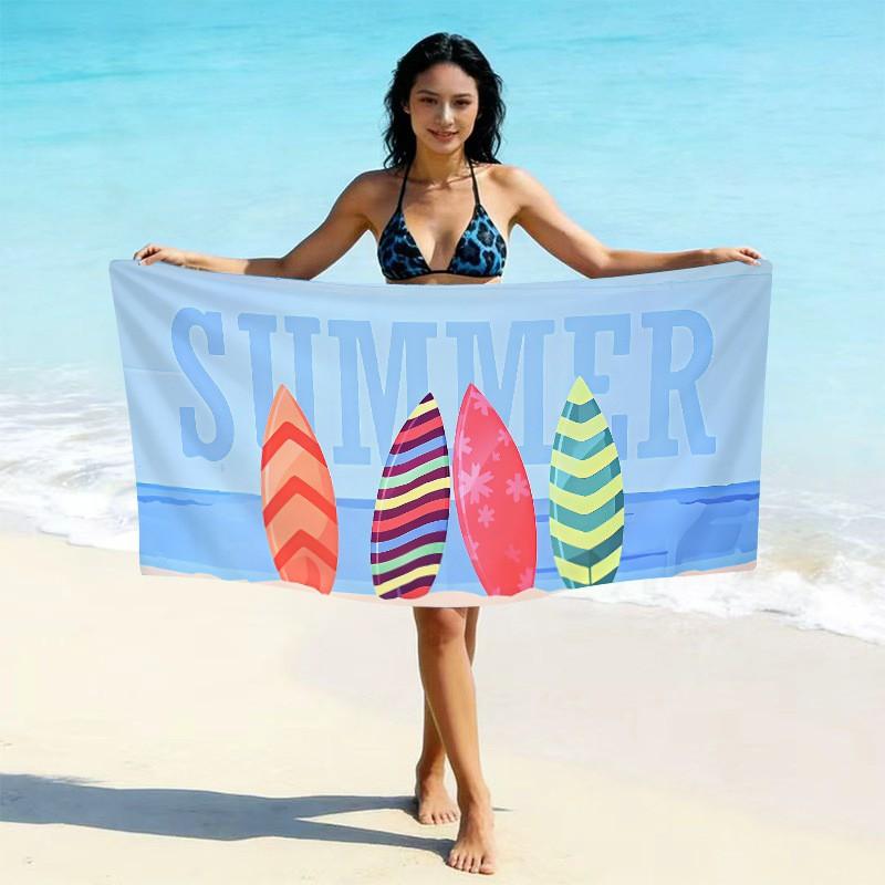 Ultrafine Microfiber Beach Towel Thick Quick Dry Bath Absorbent Swim Custom Print Design Adults Kids Pool Travel