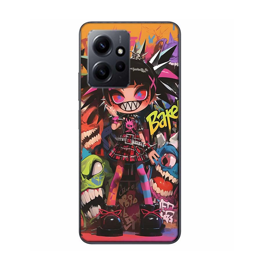 Graffiti Art Colorful Princess Girl Phone Case For Redmi 12 13C 12C 15C 9 10 10C Note 13 Pro Plus 14 15 Pro 9T 9C 9A TPU Soft Co