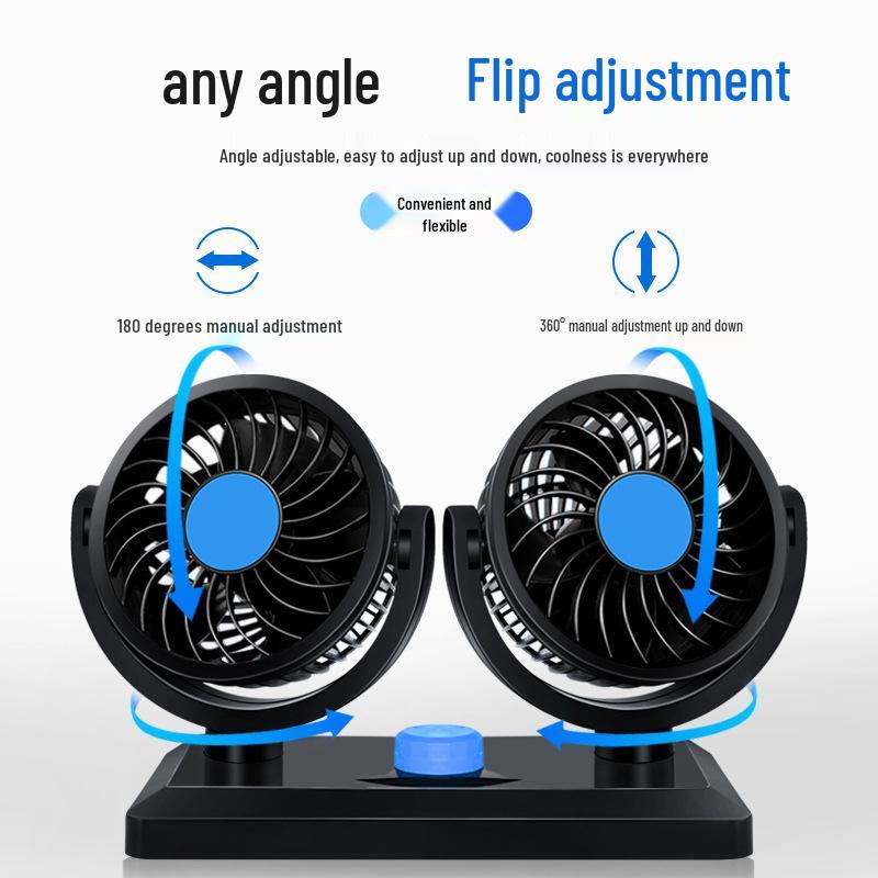 Shockproof Dual-Head Electric Fan for Vehicles (12V/24V)