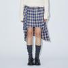 Lara Fox Check Unbalance Pleats Skirt Blue Bq4Ws001