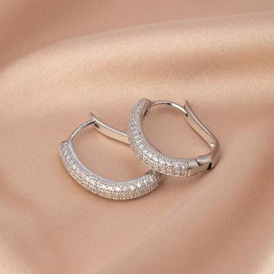Exquisite 925 Silver Needle Hoop Earrings: Elegant Design for Women, Light Luxury Style, Perfect for Any Face Shape