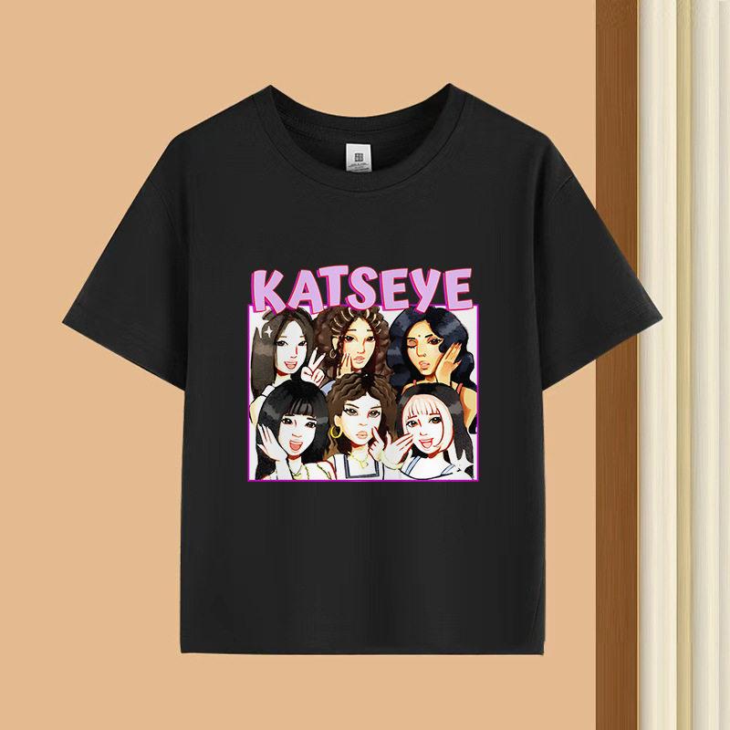 Bestselling Korean Girl Group Katseye Printed Tshirt Shortsleeved Fashionable Casual Adult and Childrens Top 100