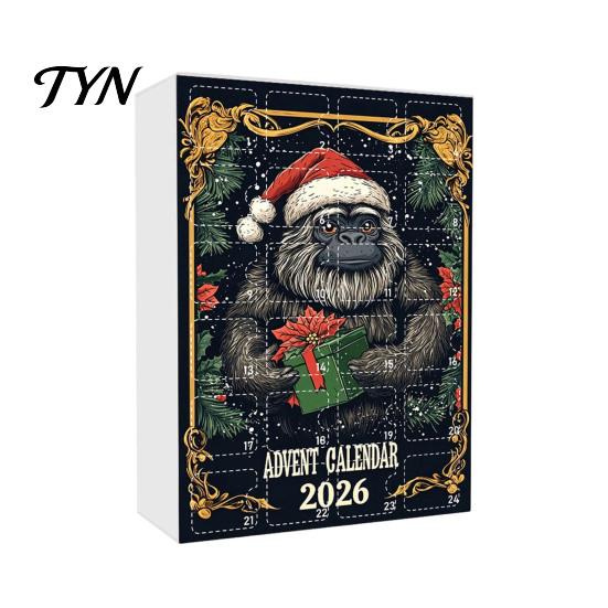 Sběratelské vánoční ozdoby Adventní kalendář, Série opic 24denní odpočítávací krabička s akrylovými přívěsky, Sváteční závěsy na stromek pro sváteční domov