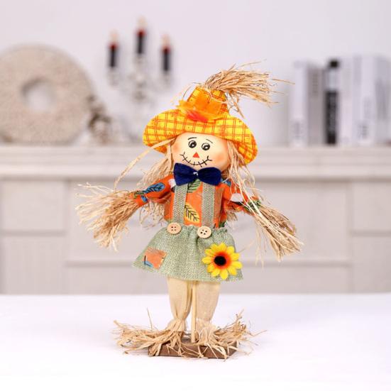 Ornamento di Thanksgiving da Esterno, Spaventapasseri Autunnale Decorazione in Piedi, Accento Rustico per Prato Festivo di Halloween con Vestiti Cappello per il Raccolto d'Autunno
