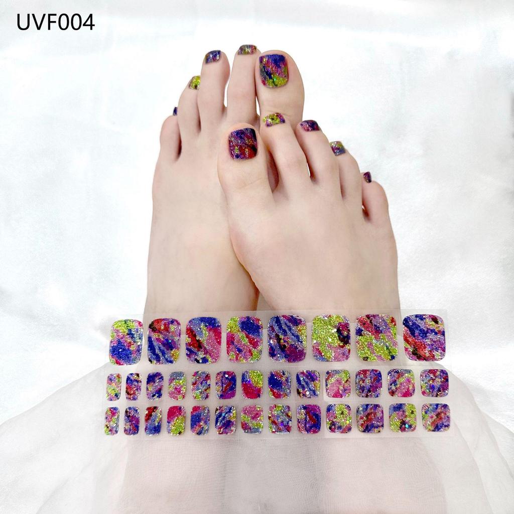 Gel Toe Nail Art Stickers - Semi-Cured UV Lamp Foot Nail Polish Stickers