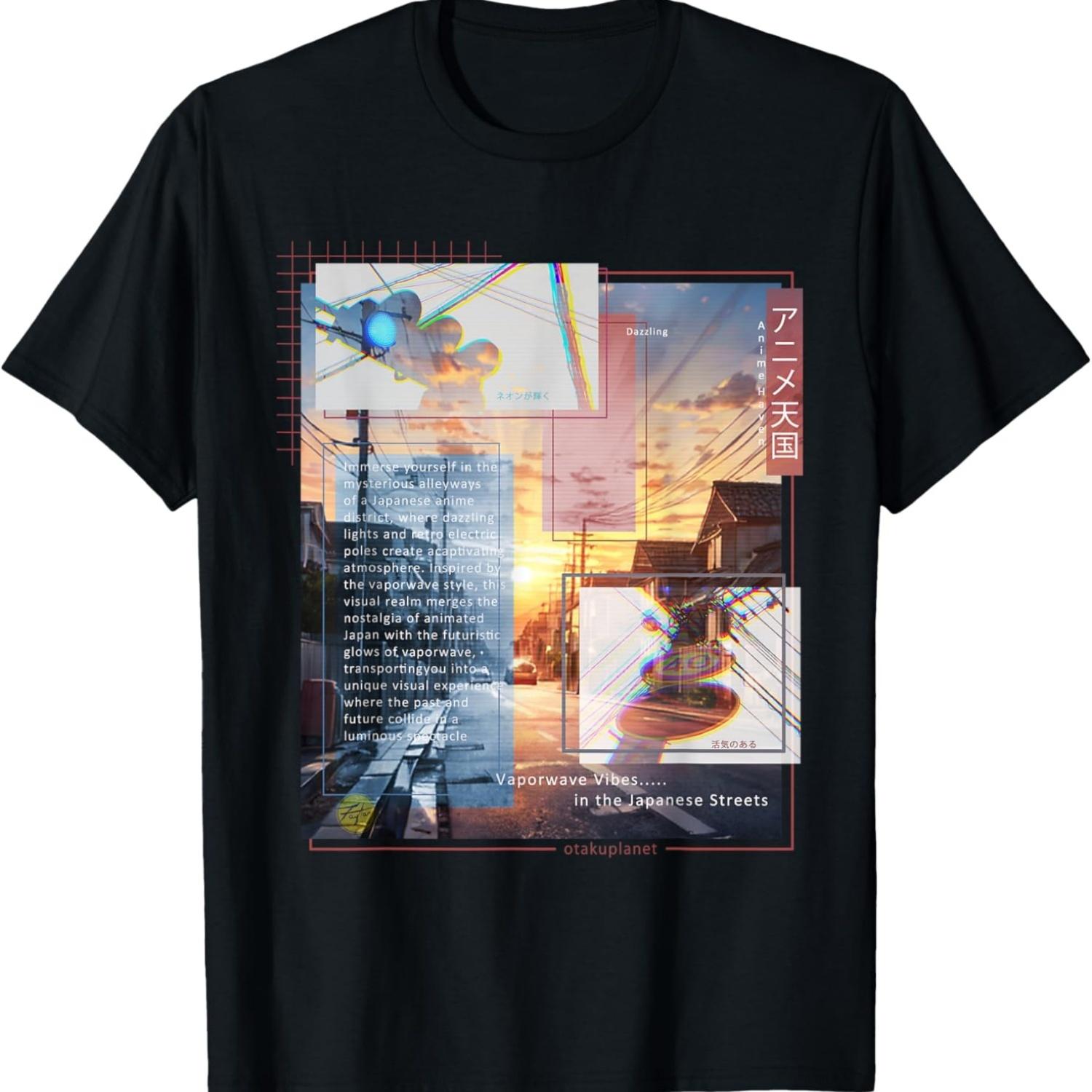 japanese anime street in vaporwave 90s soft grunge style T-Shirt S