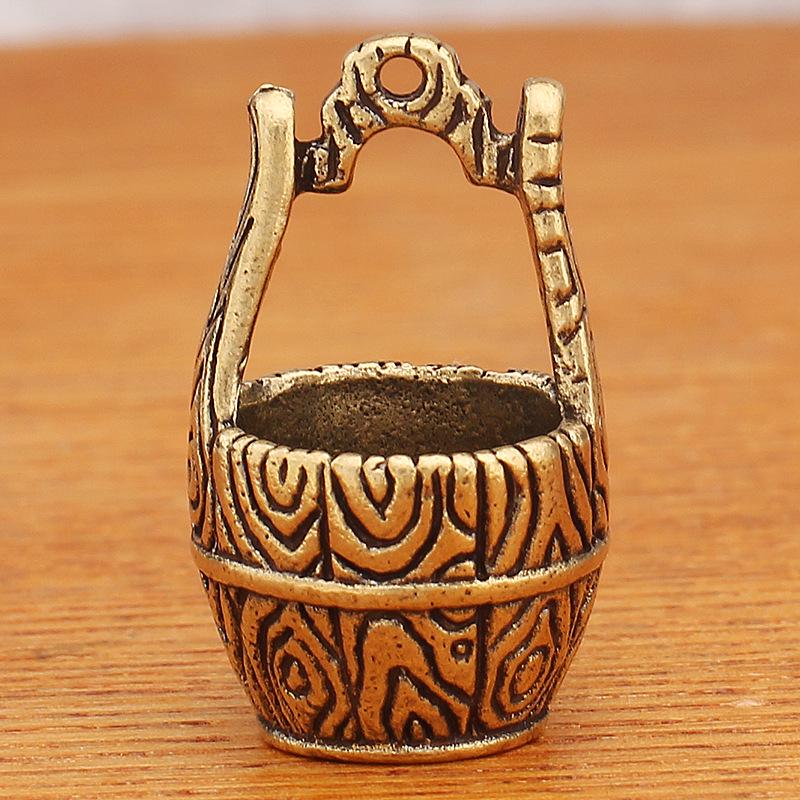 Engraved Retro Brass Car Keychain Accessory - Unisex Good Fortune Pendant
