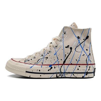 1970s Comfortable and Versatile High Top Canvas Shoes Unisex Splash White