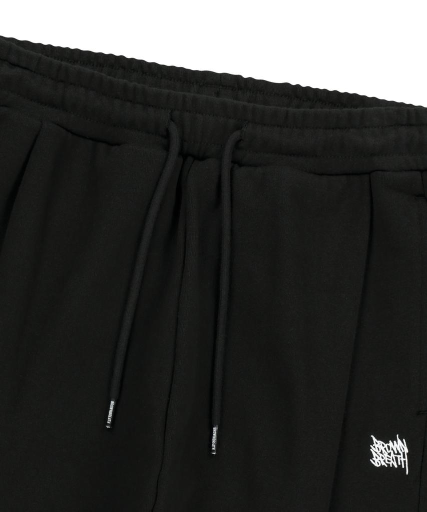 BROWNBREATH Tag Two Tuck Wide Sweat Pants - Black