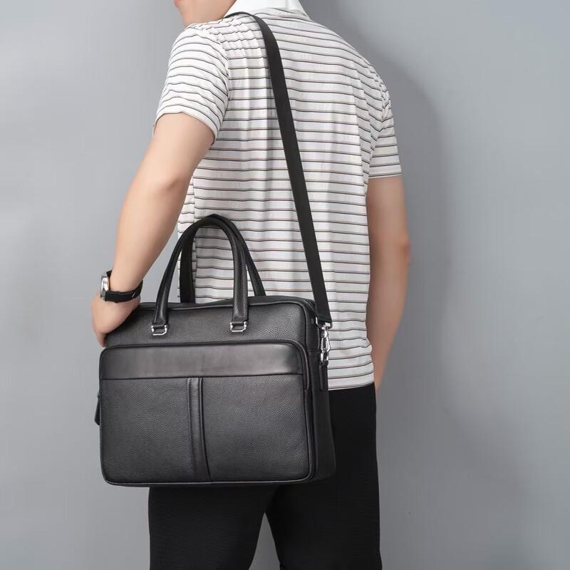 Li Shen Men's Large Capacity Business Leather Briefcase