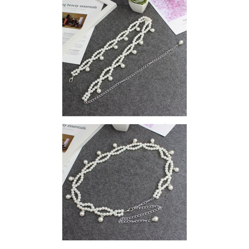 New Pearl Tassel Women's Sweet Decorative Dress Pearl Waist Chain Korean Version Versatile Multi-Layered Fashion Belt