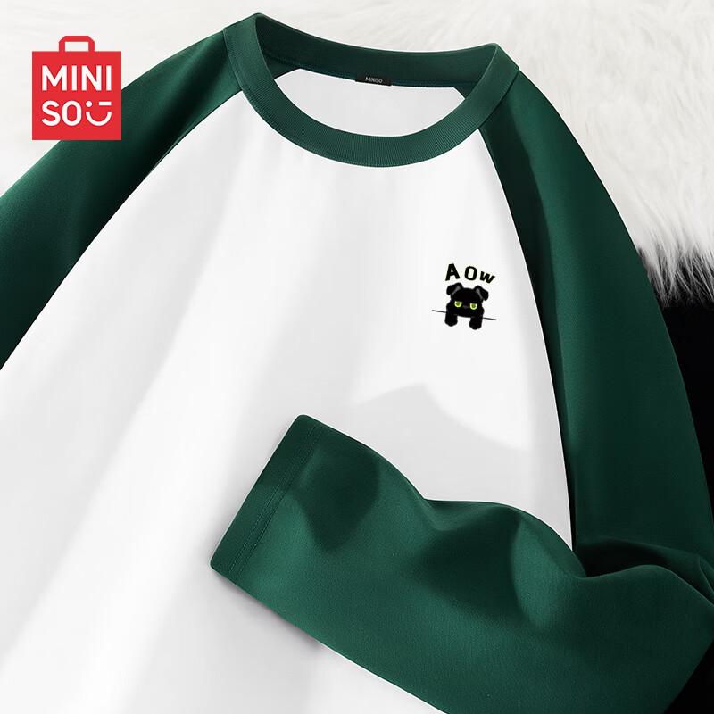 MINISO Men's Casual Colorblock Raglan Long Sleeve T-Shirt
