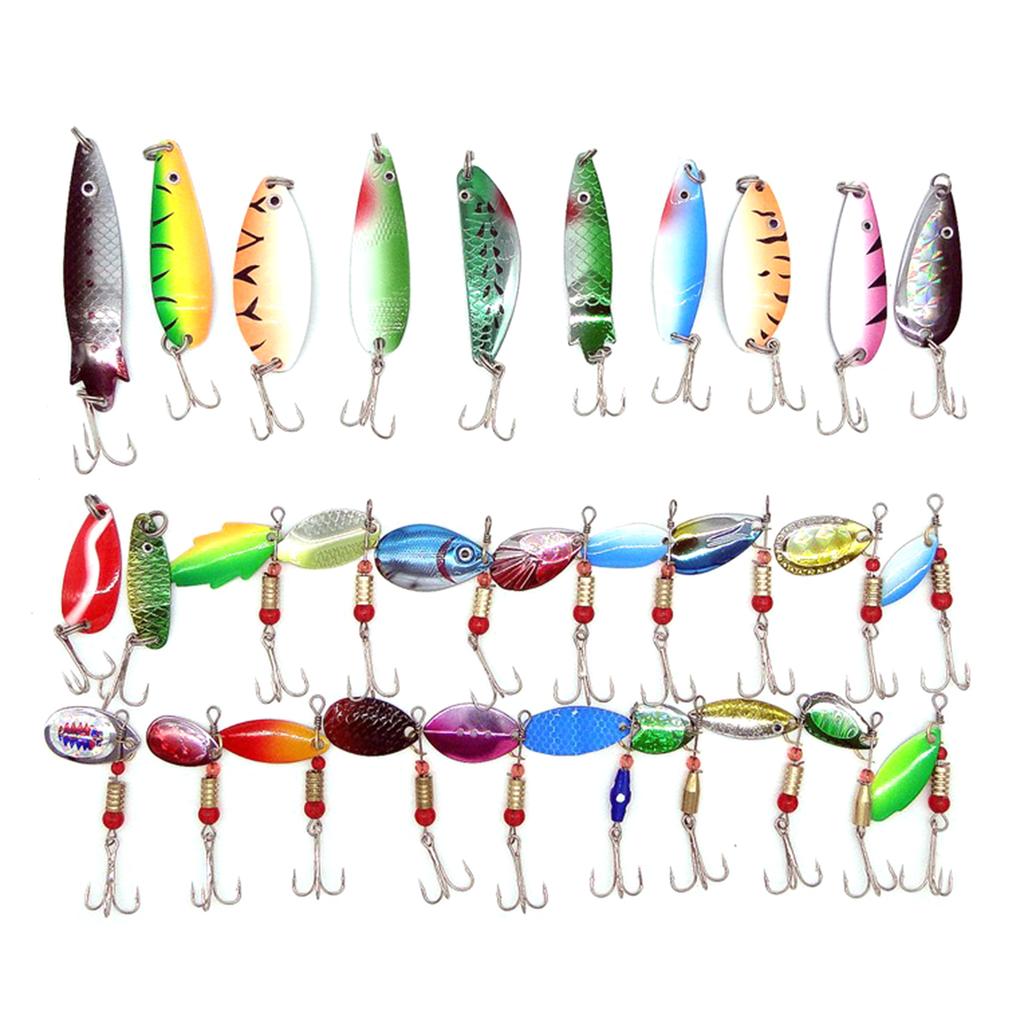 30 Pezzi Cucchiaini da Pesca per Trota Amo Triplo Esca per Trota Metal duro Esca Rotante Esca Dura Minnow Esca Durevole