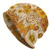 1pc Men's Bohemian Vintage Orange Yellow Flower Knit - Lightweight Beanie with Elastic Fit, Durable Knit Fabric Suitable for Christmas/Thanksgiving/Lu