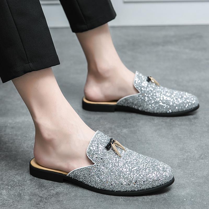 Fashion Summer Casual Leather Half Drag Shoe Men Classic Flat Designer Sandals 2025Outdoor Antiskid Walking Shoes Fashion Comfy Slippers