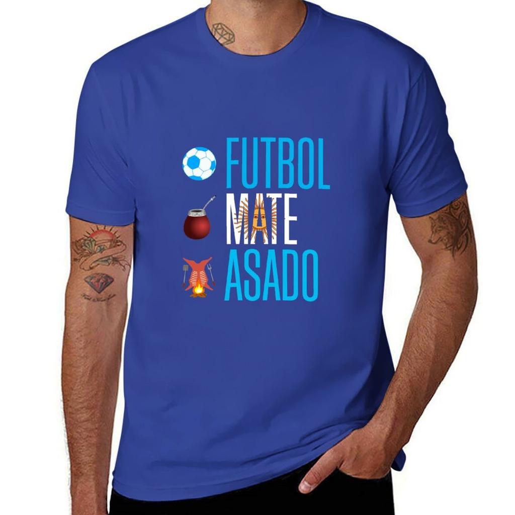 Soccer, Mate and Asado T-Shirt Summer Top Blouse Big and Tall T Shirts for Men