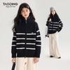 Girls' Striped Stand-up Collar Knit Cardigan