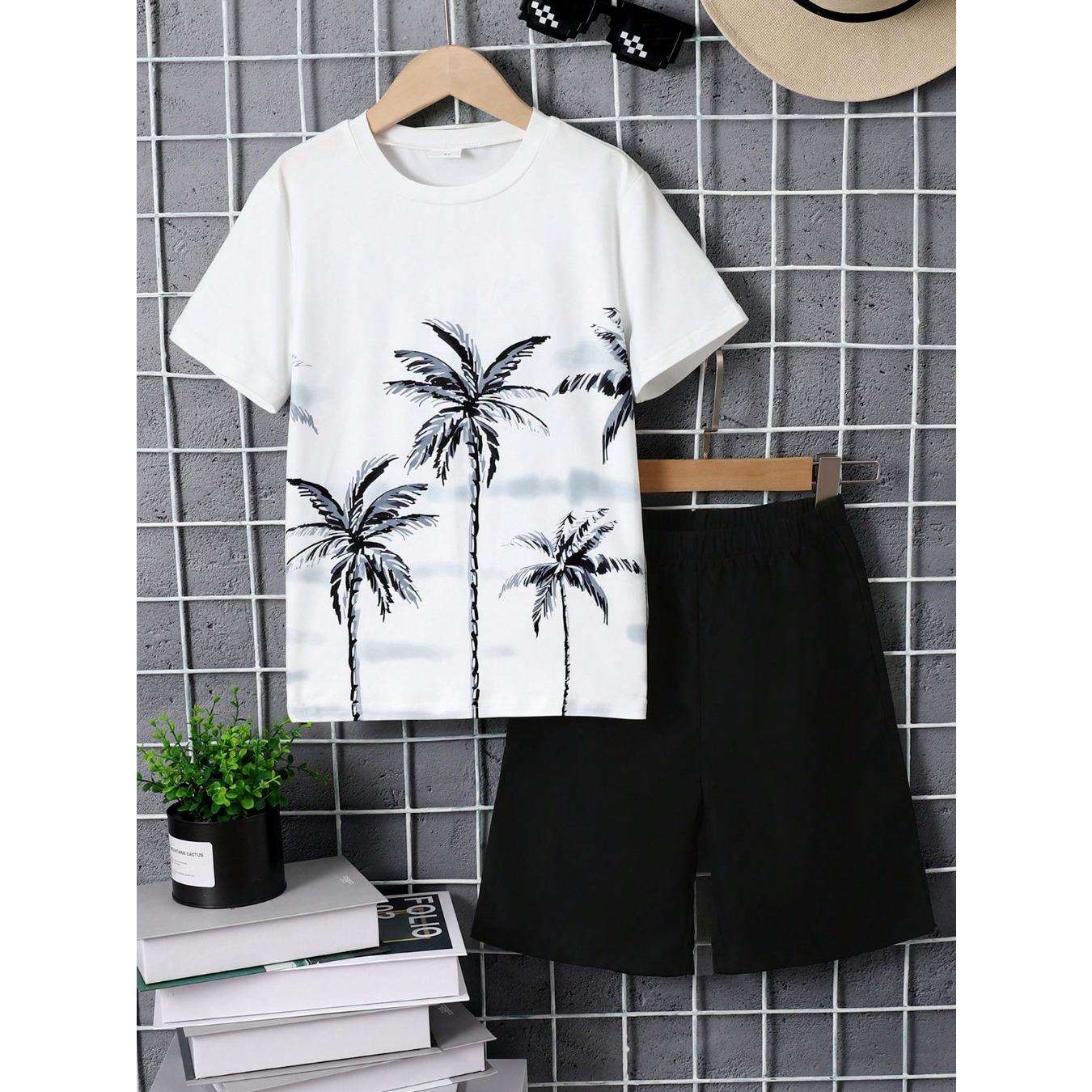 

Летний Комплект Спортивной Одежды в Гавайском Стиле для Мальчиков Старшего Возраста, Дышащий и Впитывающий Пот, С Коротким Рукавом, Спортивный Стиль 13-14Y