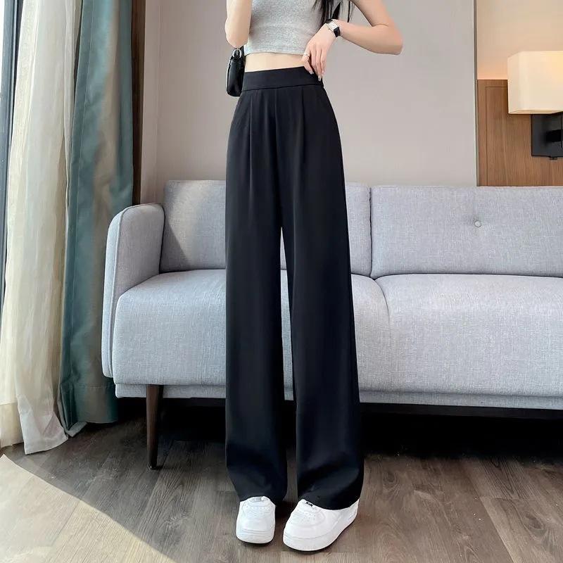 Suit Pants Women's Summer New Versatile and Thin Covering Meat Loose Drape Fashion High-waisted Straight Casual Pants