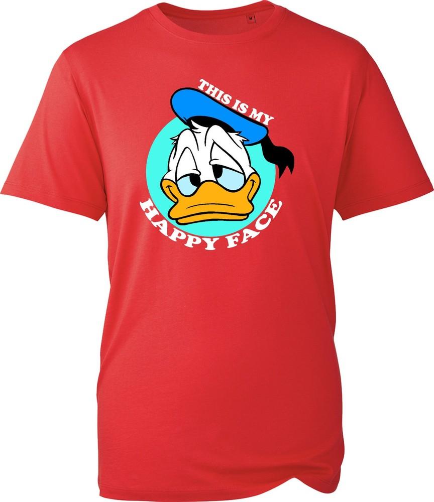Donald Duck Happy Face Unisexs Unisexs Funny Sarcastic Disney Style Graphic T Shirt S